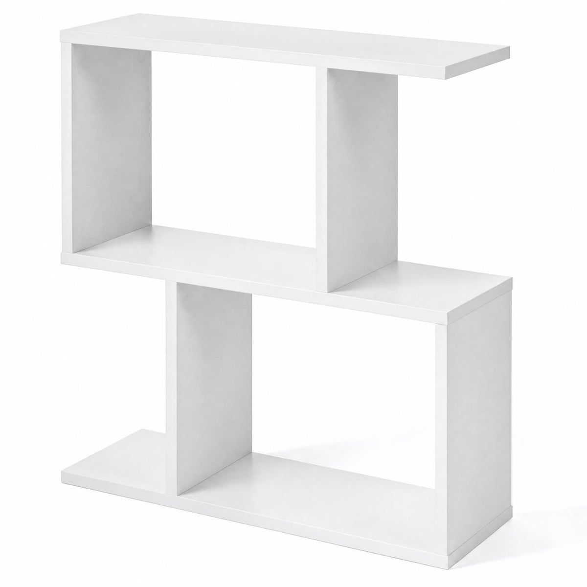 24 Inch 3-Tier Geometric Bookshelf with Thick Foot Pads-White