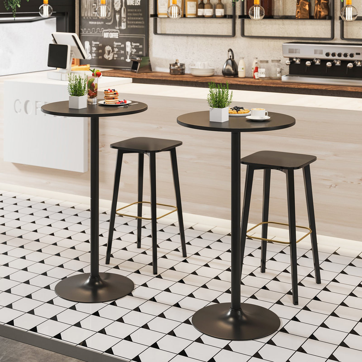24 Inch Modern Style Round Cocktail Table with Metal Base and MDF Top-1 piece view 3