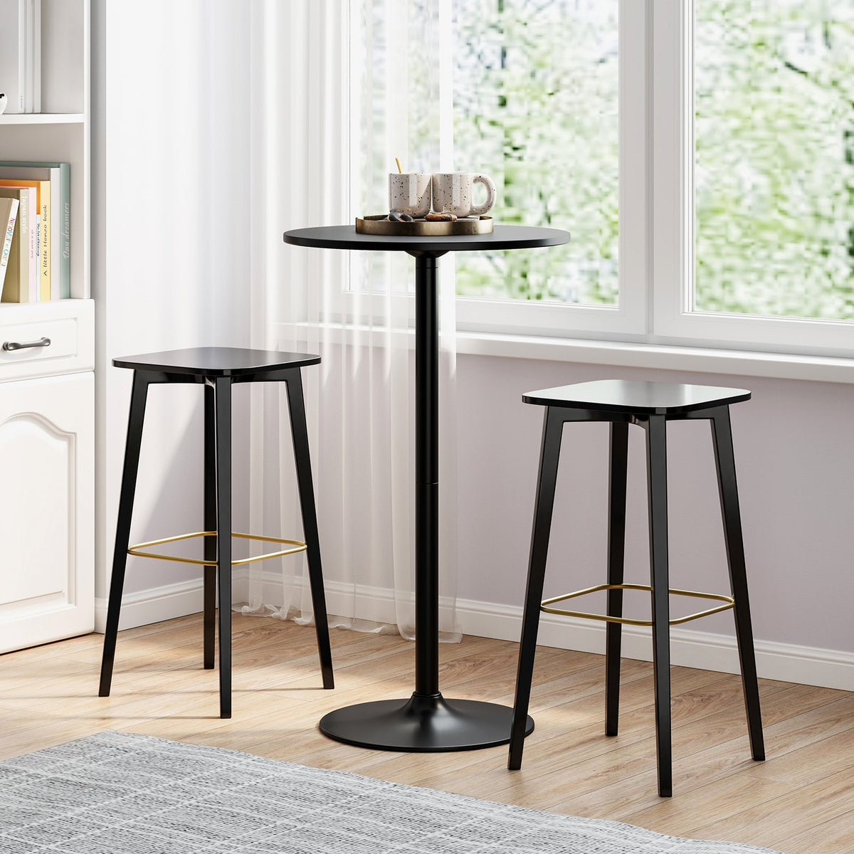 24 Inch Modern Style Round Cocktail Table with Metal Base and MDF Top-1 piece view 6