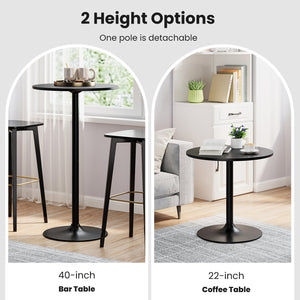 24 Inch Modern Style Round Cocktail Table with Metal Base and MDF Top-1 piece view 7