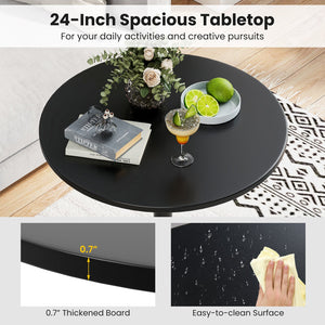 24 Inch Modern Style Round Cocktail Table with Metal Base and MDF Top-1 piece view 8