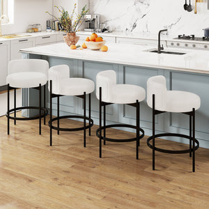 24 Inch Boucle Counter Stools Set of 4 with Curved Backrest view 3