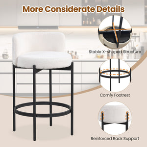 24 Inch Boucle Counter Stools Set of 4 with Curved Backrest view 8