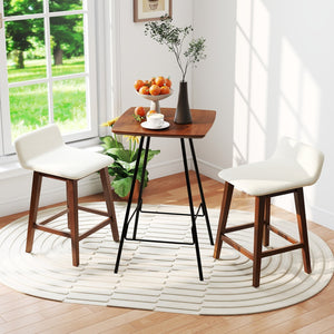 24 Inch Counter Height Bar Stools Set of 2 with Low Back-Brown view 2