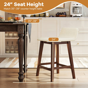 24 Inch Counter Height Bar Stools Set of 2 with Low Back-Brown view 7