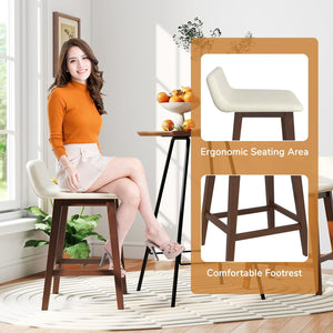 24 Inch Counter Height Bar Stools Set of 2 with Low Back-Brown view 8