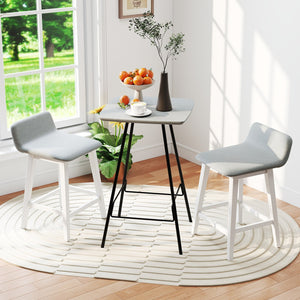 24 Inch Counter Height Bar Stools Set of 2 with Low Back-White view 2