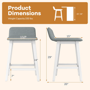24 Inch Counter Height Bar Stools Set of 2 with Low Back-White view 4
