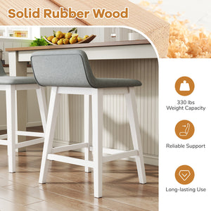 24 Inch Counter Height Bar Stools Set of 2 with Low Back-White view 5