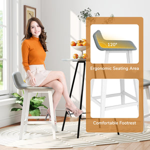 24 Inch Counter Height Bar Stools Set of 2 with Low Back-White view 8