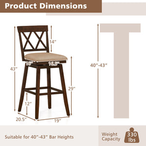 24 Inch Counter Height Barstools Set of 2 with Backrest and Seat Cushion-29 inches view 4