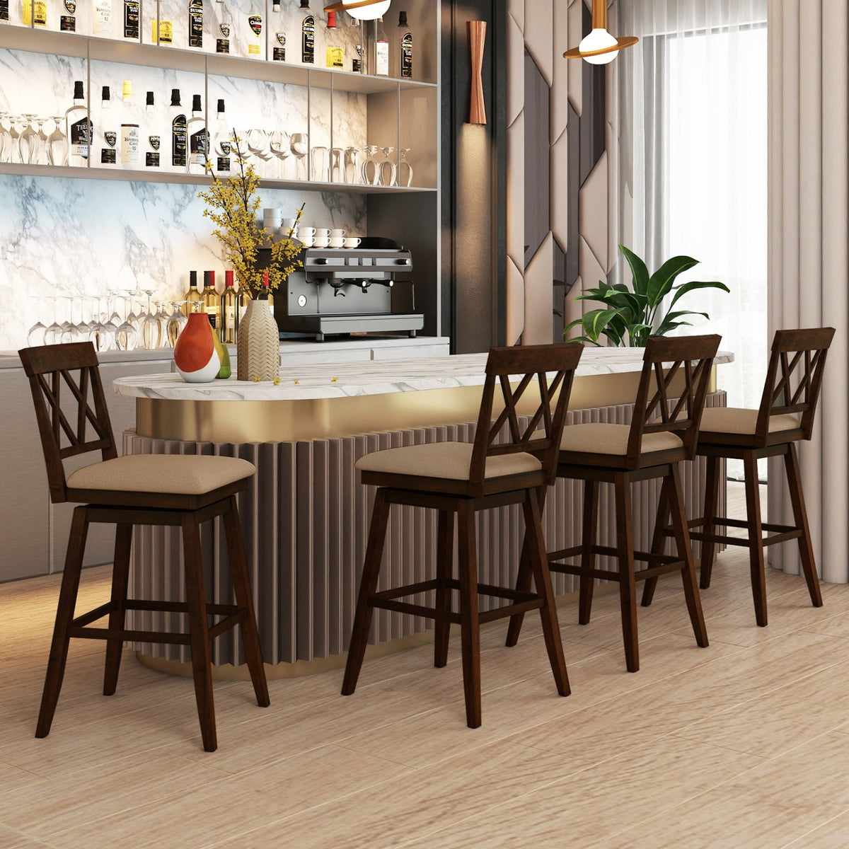 24 Inch Counter Height Barstools Set of 4 with Backrest and Upholstered Seat Cushion-29 inch view 9