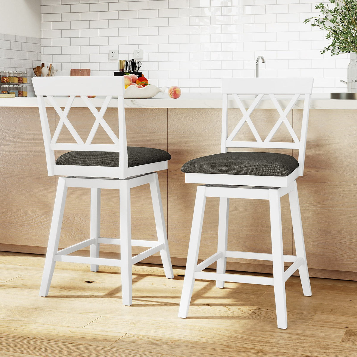 24 Inch Counter Height Barstools with Backrest and Upholstered Seat Cushion for Kitchen Dining Room-24 Inch view 2