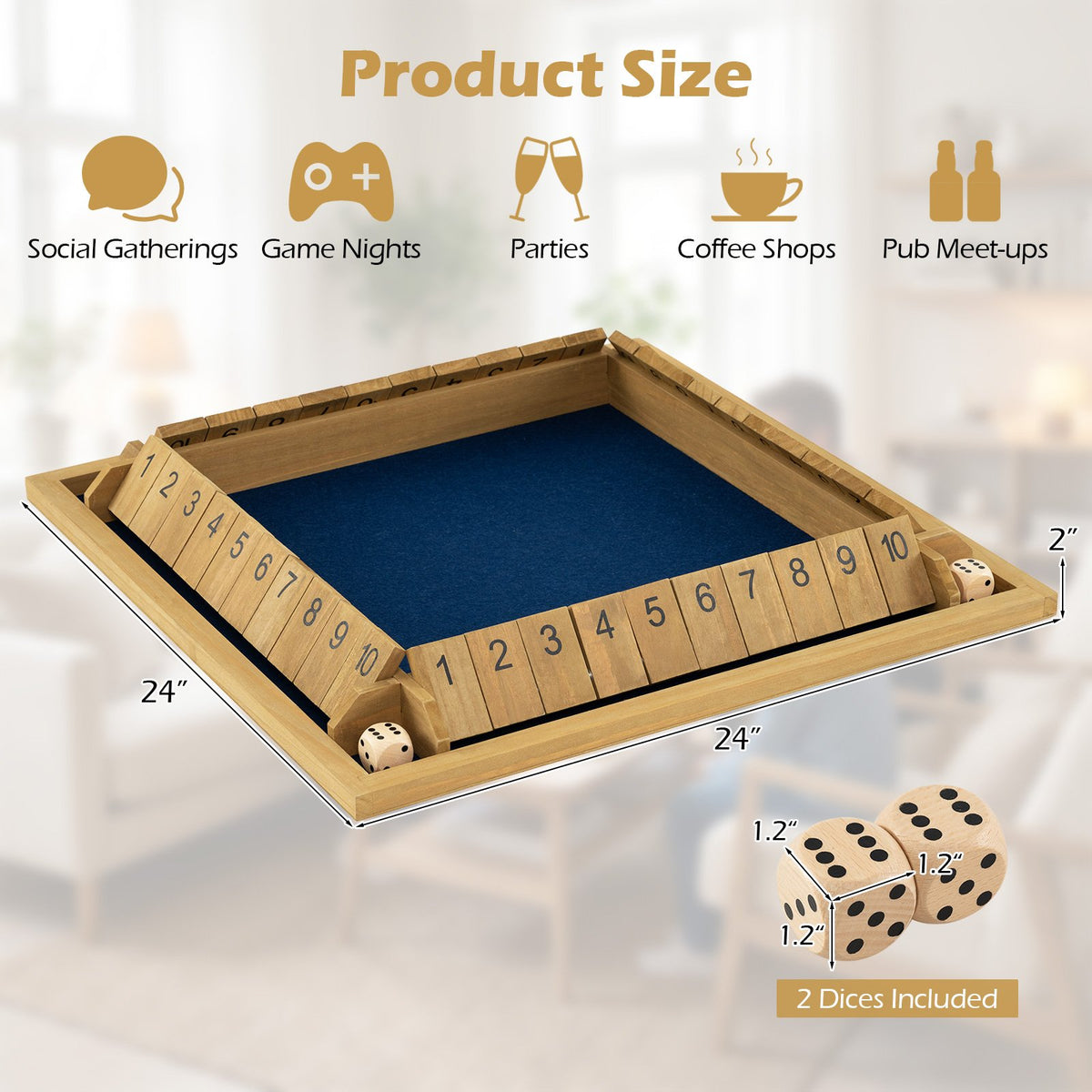 24 Inch Extra-Large Shut The Box Game for 2-4 Players view 5