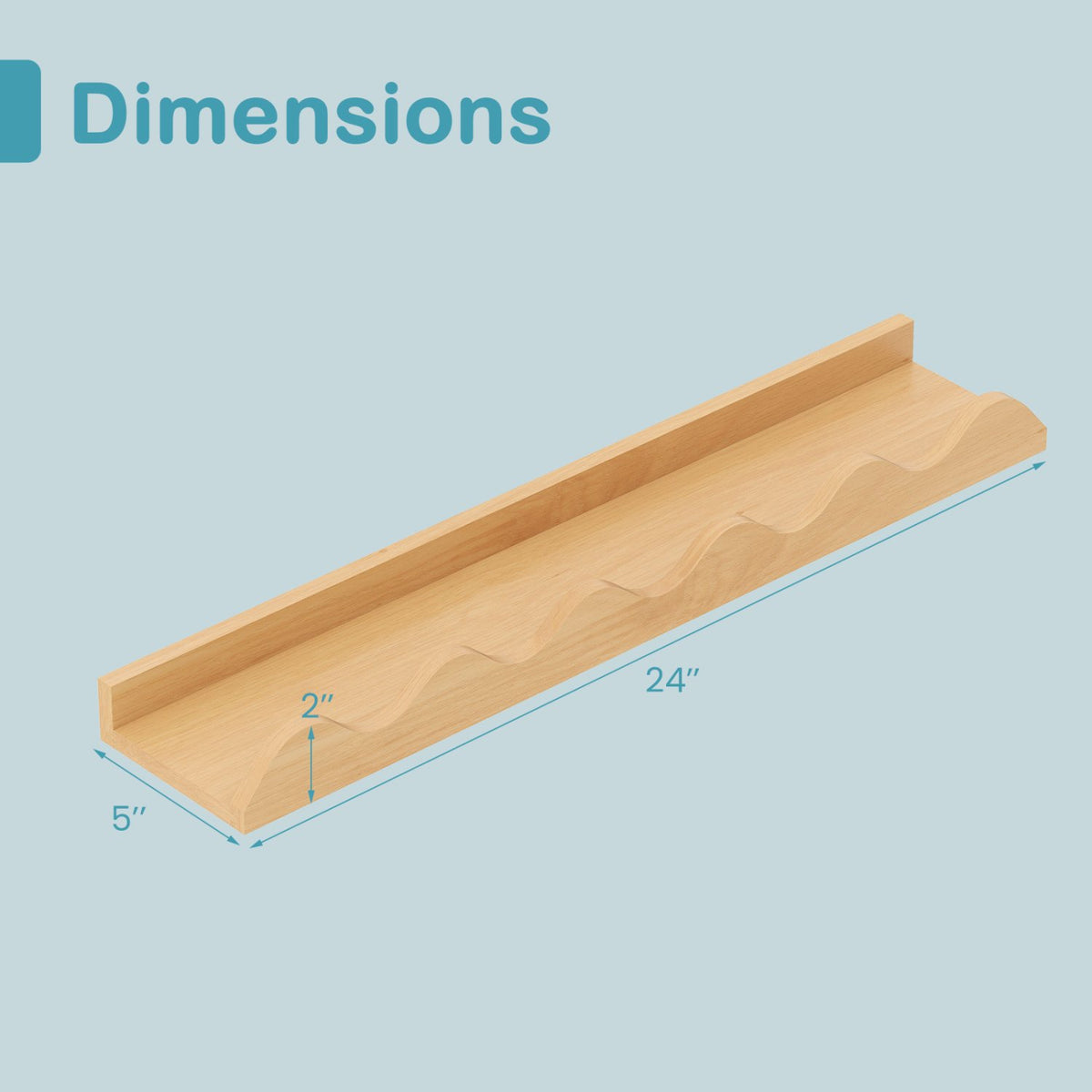 24 Inch Kids Bookshelf Set of 4 Wall-Mounted Picture Ledge Shelf-Natural view 5