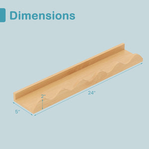 24 Inch Kids Bookshelf Set of 4 Wall-Mounted Picture Ledge Shelf-Natural view 5