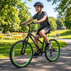 24 Inch Kids Mountain Bike Adjustable with 7 Speed and Suspension Fork-Black view 2
