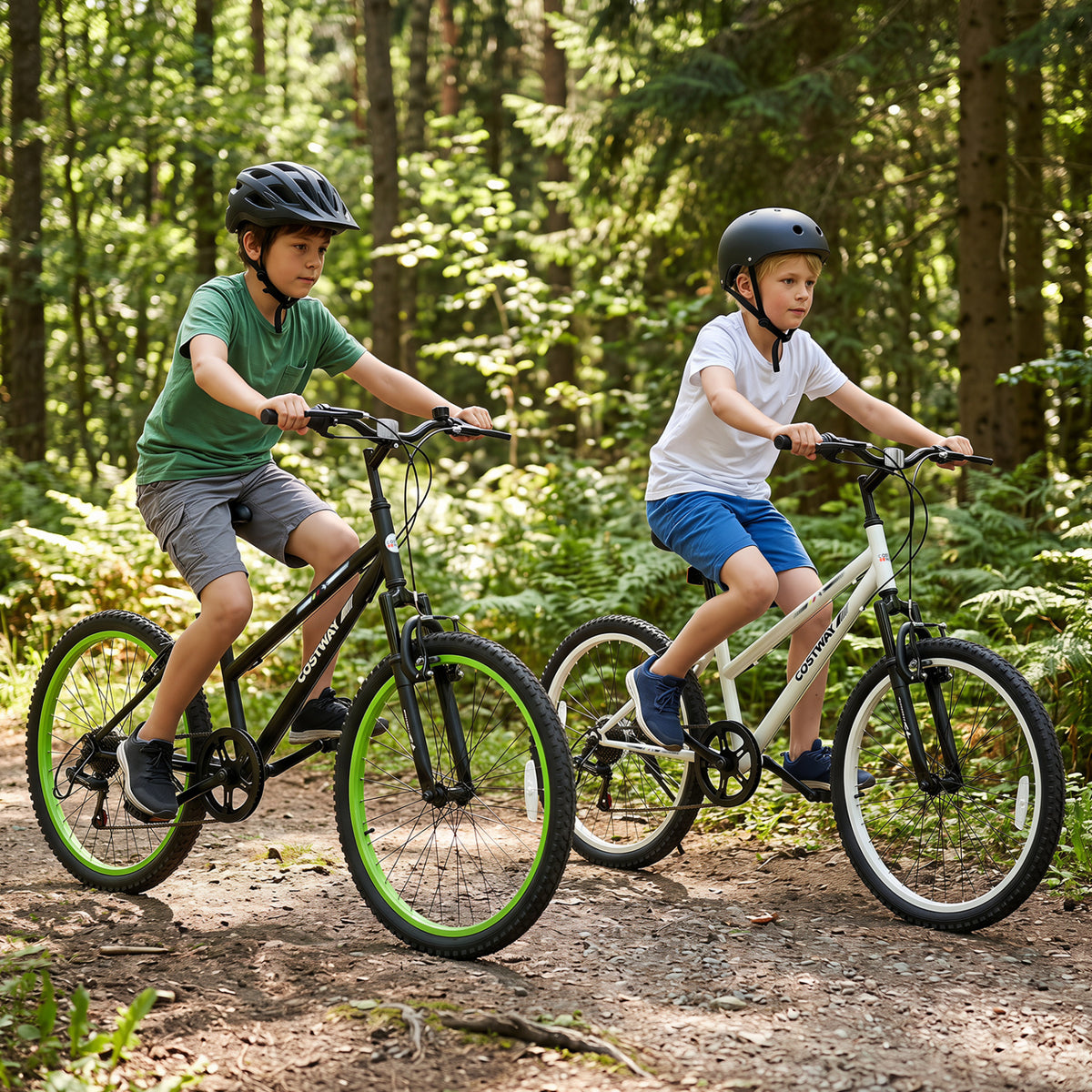 24 Inch Kids Mountain Bike Adjustable with 7 Speed and Suspension Fork-Black view 3