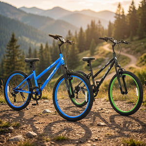 24 Inch Kids Mountain Bike Adjustable with 7 Speed and Suspension Fork-Blue view 3