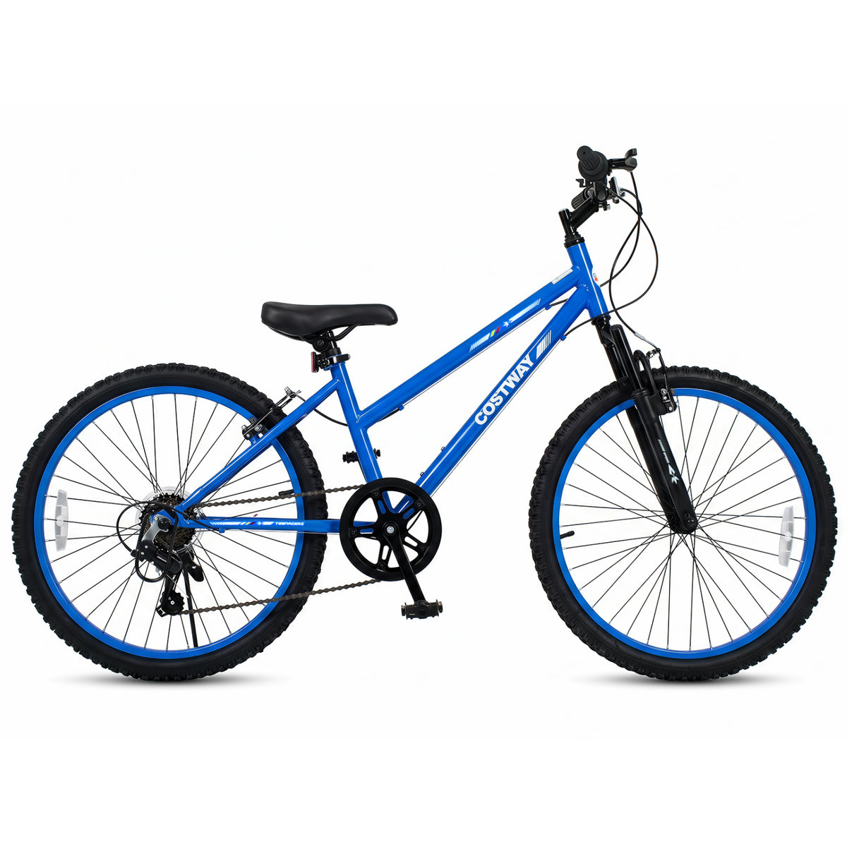 24 Inch Kids Mountain Bike Adjustable with 7 Speed and Suspension Fork-Blue view 4