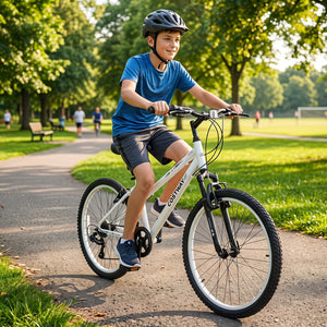 24 Inch Kids Mountain Bike Adjustable with 7 Speed and Suspension Fork-White view 2