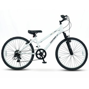 24 Inch Kids Mountain Bike Adjustable with 7 Speed and Suspension Fork-White view 4