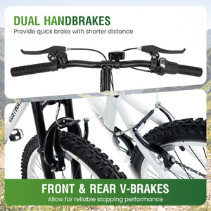 24 Inch Kids Mountain Bike Adjustable with 7 Speed and Suspension Fork-White view 7