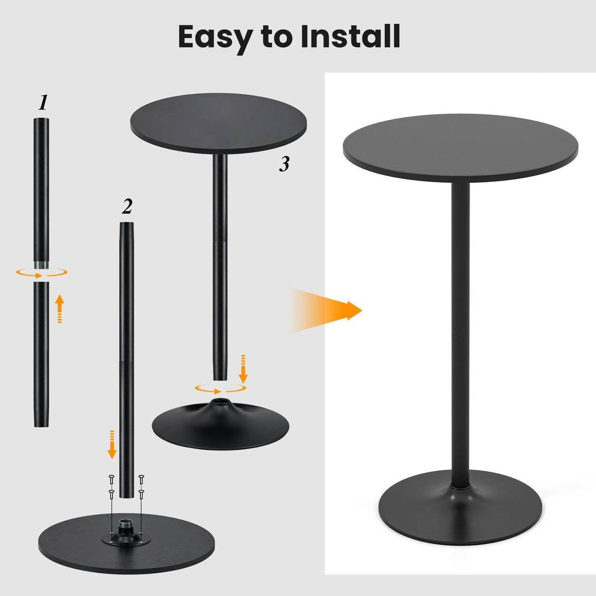 24 Inch Modern Round Cocktail Table with Metal Base and MDF Top-Set of 2 view 6