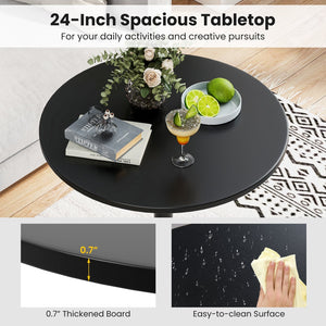 24 Inch Modern Round Cocktail Table with Metal Base and MDF Top-Set of 2 view 7