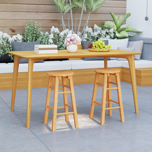 24-Inch Outdoor Wood Bar Stools Set of 2 with Round Seat and Footrest view 2