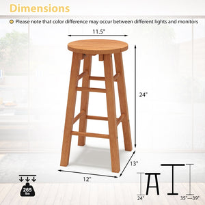 24-Inch Outdoor Wood Bar Stools Set of 2 with Round Seat and Footrest view 4