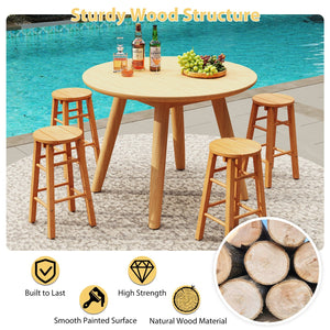 24-Inch Outdoor Wood Bar Stools Set of 2 with Round Seat and Footrest view 5
