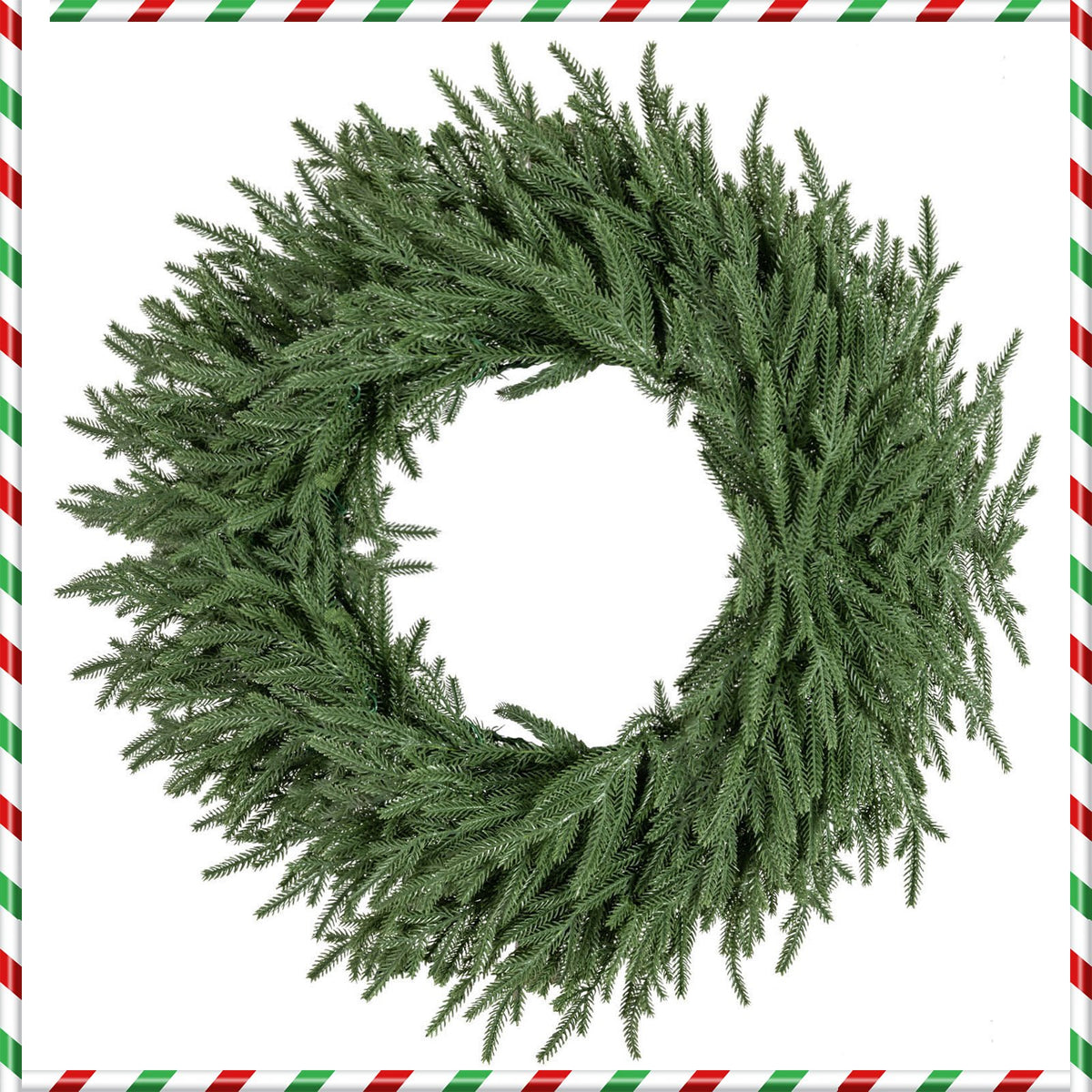 24 Inch Pre-lit Christmas Wreath with 108 Branch Tips and 35 Warm White LED Lights for Wall Window-1 piece view 4