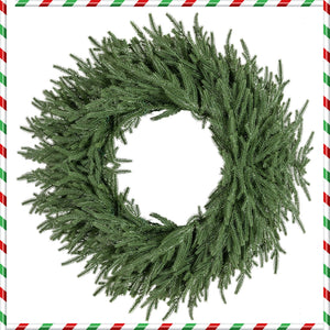 24 Inch Pre-lit Christmas Wreath with 108 Branch Tips and 35 Warm White LED Lights for Wall Window-1 piece view 4