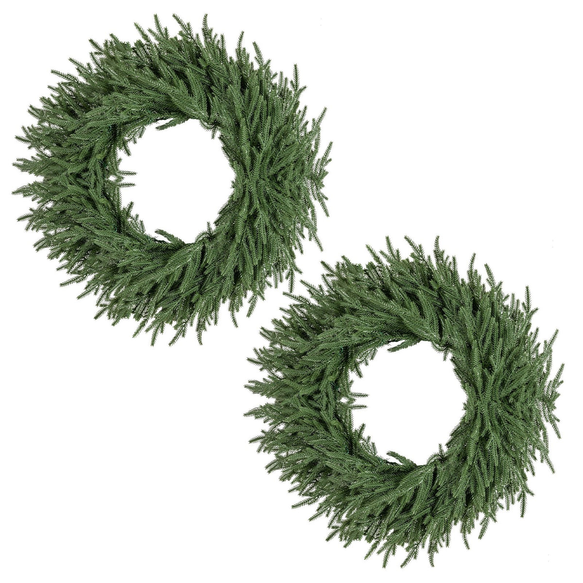 24 Inch Pre-lit Christmas Wreath with 108 Branch Tips and 35 Warm White LED Lights for Wall Window-2 piece view 4