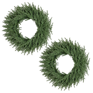24 Inch Pre-lit Christmas Wreath with 108 Branch Tips and 35 Warm White LED Lights for Wall Window-2 piece view 4