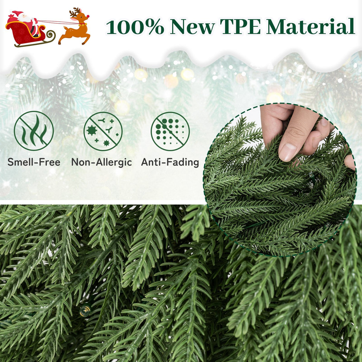 24 Inch Pre-lit Christmas Wreath with 108 Branch Tips and 35 Warm White LED Lights for Wall Window-2 piece view 8
