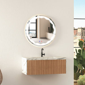 24 Inch Round Wall Mirror with 3-Color LED Lights and Smart Touch Button view 7