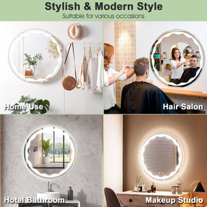 24 Inch Round Wall Mirror with 3-Color LED Lights and Smart Touch Button view 8