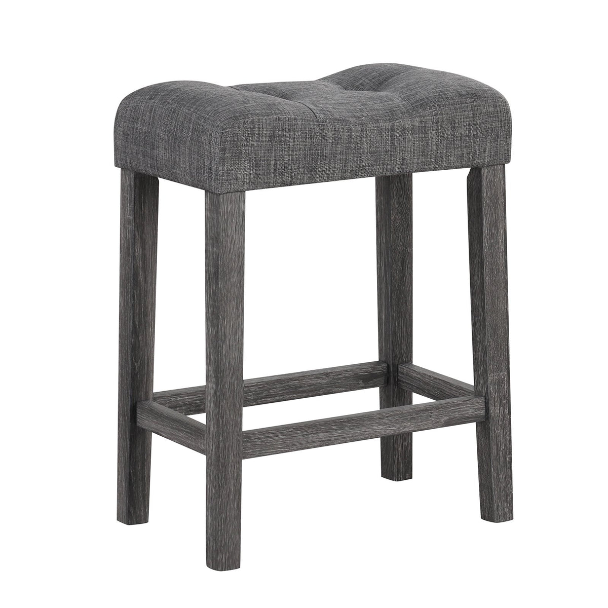 24 Inch Set of 2 Saddle Bar Stools with Padded Seat-Gray view 4