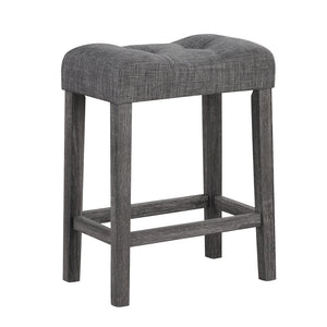 24 Inch Set of 2 Saddle Bar Stools with Padded Seat-Gray view 4