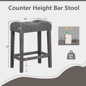 24 Inch Set of 2 Saddle Bar Stools with Padded Seat-Gray view 5