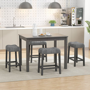 24 Inch Set of 2 Saddle Bar Stools with Padded Seat-Gray view 6