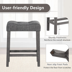 24 Inch Set of 2 Saddle Bar Stools with Padded Seat-Gray view 9