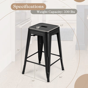 24 Inch Set of 4 Tolix Style Counter Height Barstool Stackable Chair-Black view 4