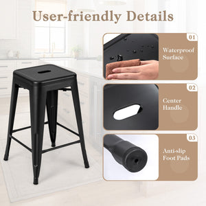 24 Inch Set of 4 Tolix Style Counter Height Barstool Stackable Chair-Black view 5