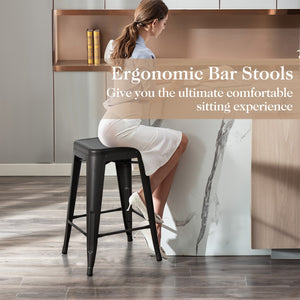 24 Inch Set of 4 Tolix Style Counter Height Barstool Stackable Chair-Black view 6