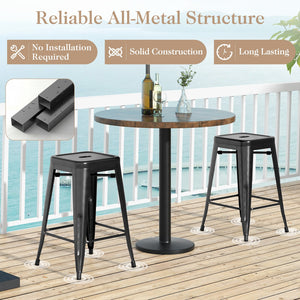 24 Inch Set of 4 Tolix Style Counter Height Barstool Stackable Chair-Black view 7