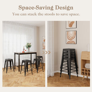 24 Inch Set of 4 Tolix Style Counter Height Barstool Stackable Chair-Black view 8