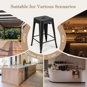 24 Inch Set of 4 Tolix Style Counter Height Barstool Stackable Chair-Black view 9